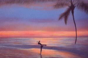 Default_A_Journey_Through_Calm_Watersvibrant_sunset_over_tranq_1